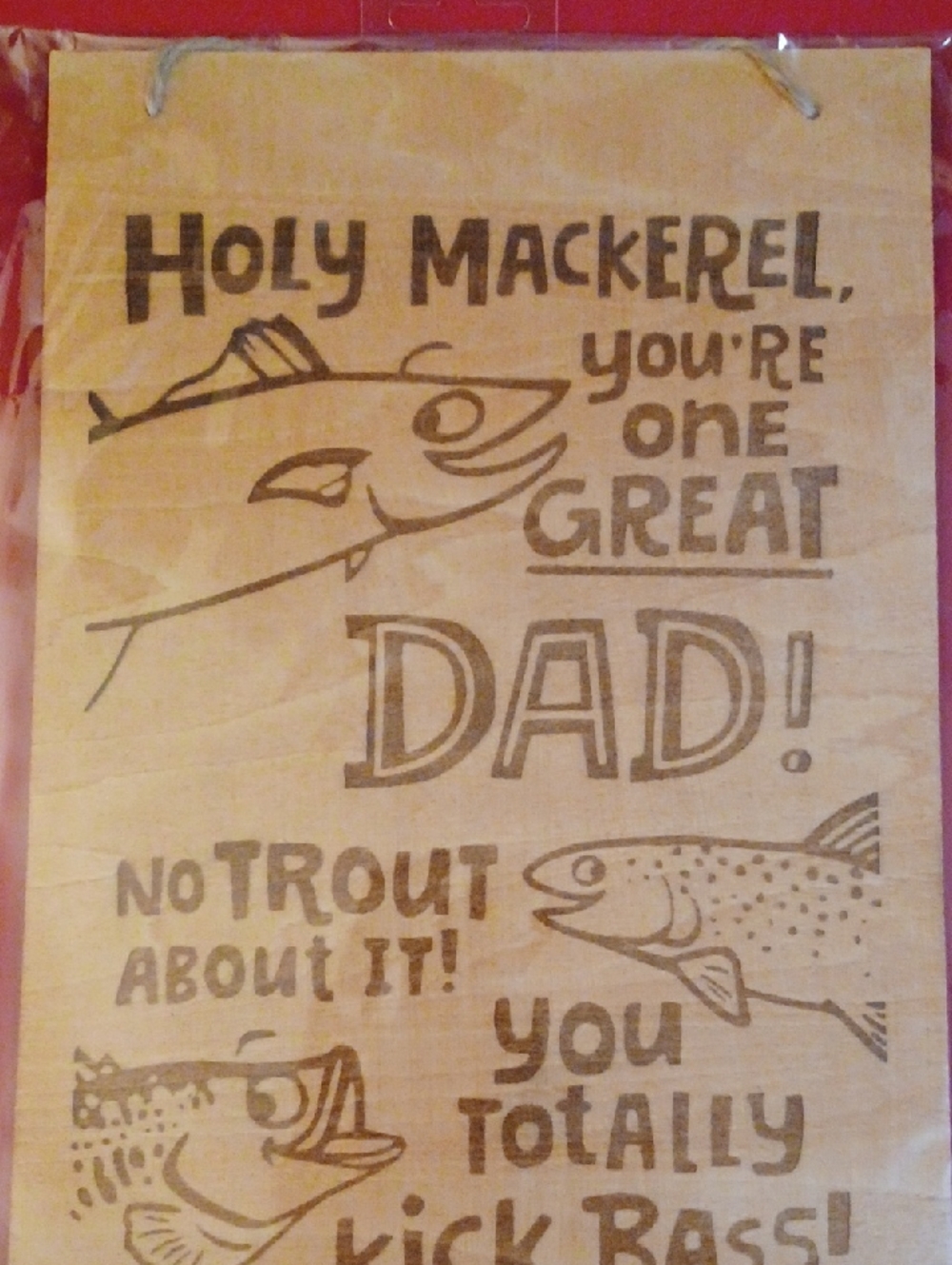 8x10 Funny Fish Dad Wooden Wall Hanging - Natural Brown